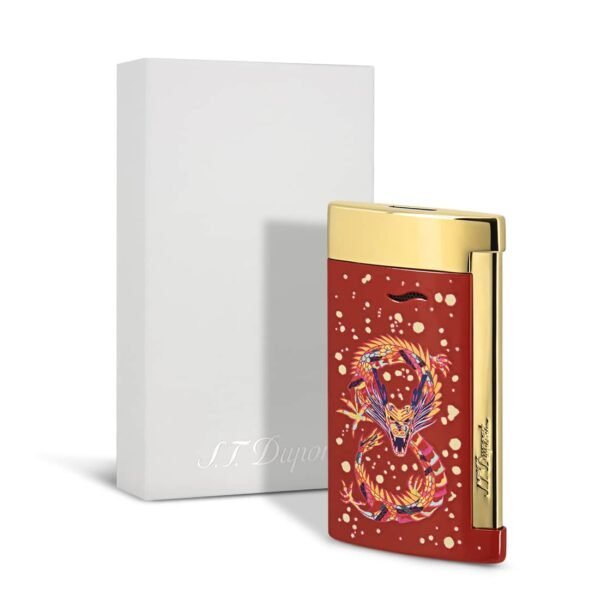 briquet-s.t.dupont-slim-7-dragon-rouge-et-or-46520 Lighter S.T. Dupont Slim 7 Dragon Red and Gold